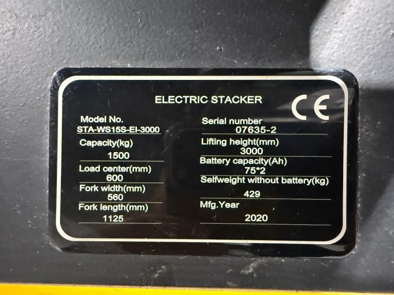 Fully Electric Loadsurfer Pallet Stacker Truck 1500KG 1.5 Ton - Lifts 3m - VGC