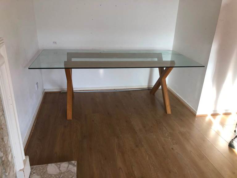 Habitat Dublin Oak and Glass Dining Table 