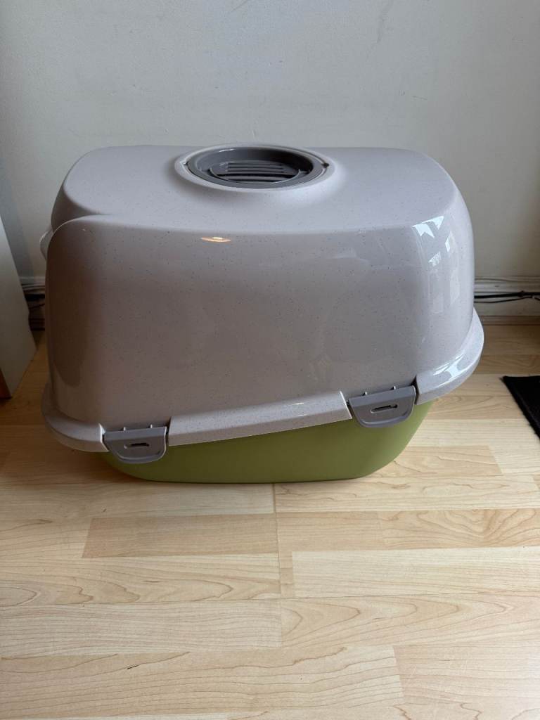 Cat Pet Flap Door Litter Box (66x46x46cm) Grey & Green