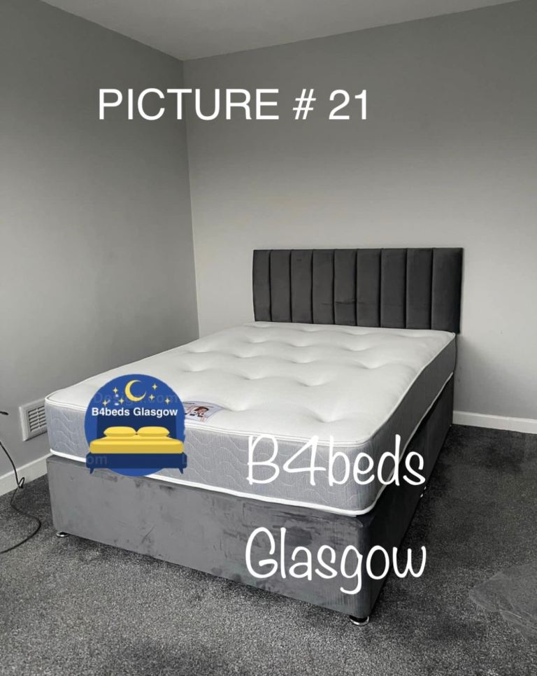 Crushed or Plush divan bed diamond/lined HB single small double double king size kingsize super 