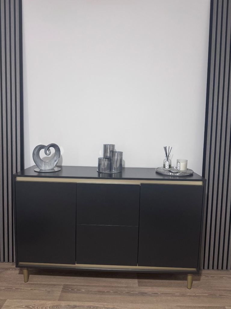 Modern Black Sideboard with Wooden Legs – As Good As New