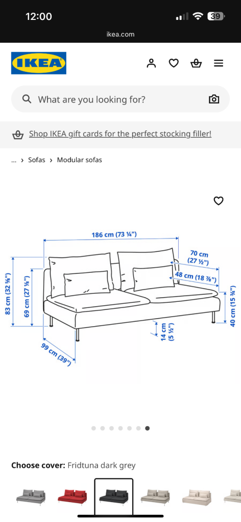 Ikea soderhamn grey sofa