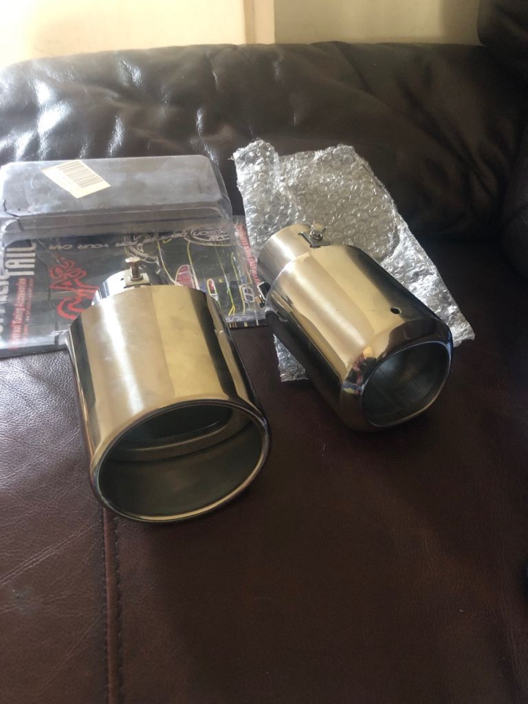 2 brand new car upgrade universal fit stainless tail pipes 