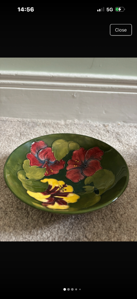 Vintage Walter Moorcroft Hibiscus Plate Bowl 18cm