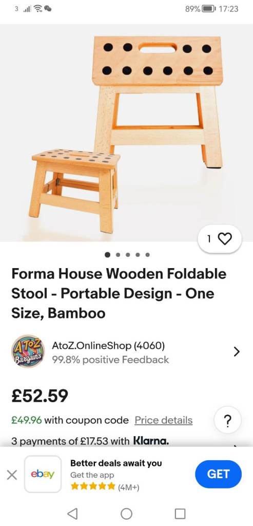 Forma House Wooden Foldable Stool - Portable Design - One Size, Bamboo