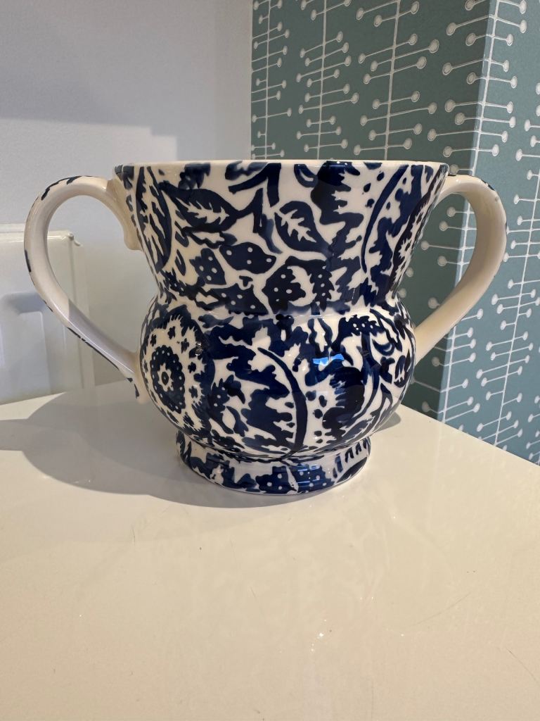 Stunning Rare EMMA BRIDGEWATER Blue Wallpaper Double Handled Loving Cup/Vase - Brand New