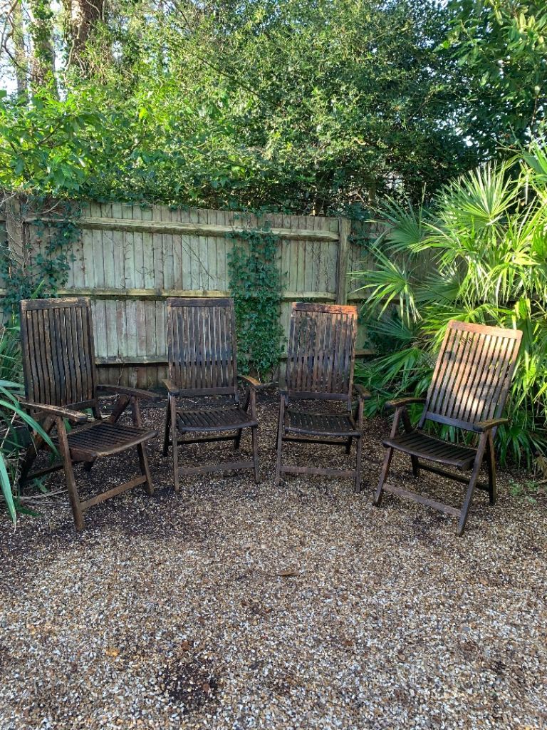 Teak folding garden chairs