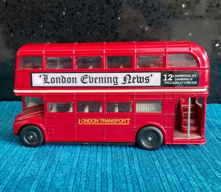Vintage Oxford Diecast Model Red Double Decker Transport London Evening News- route 12