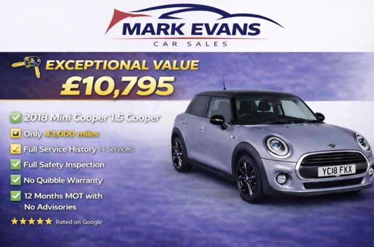 2018 MINI Hatch 1.5 Cooper II 3dr HATCHBACK Petrol Manual