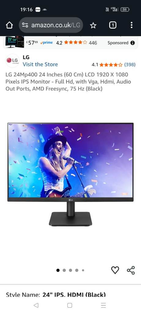 Lg 24mp400 monitor good condition 