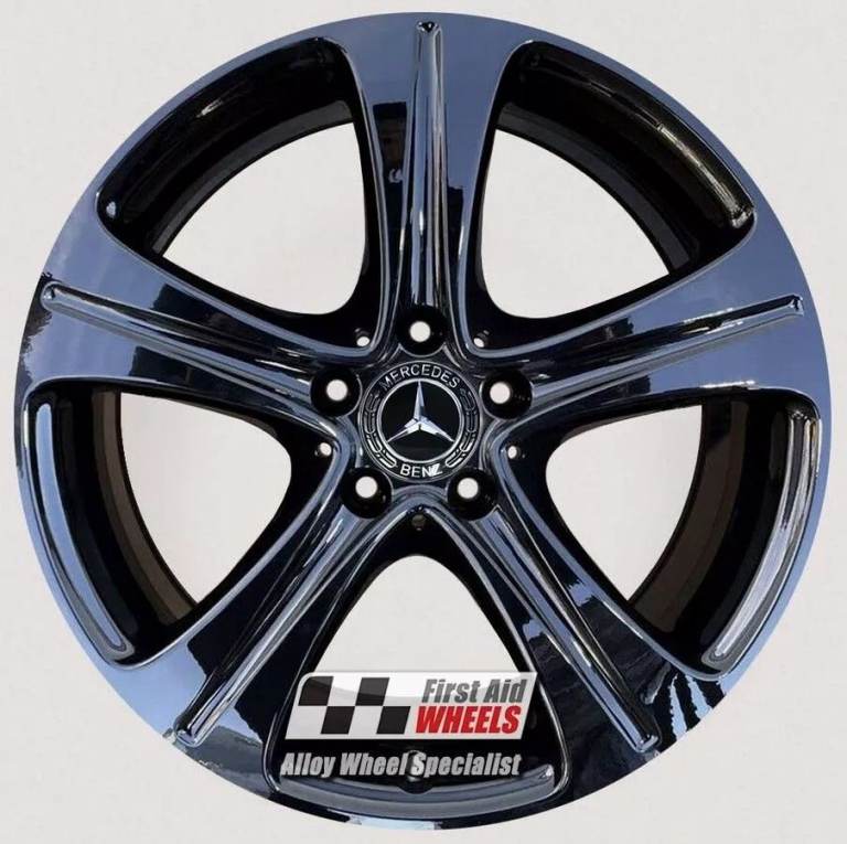 R608BG Swap MERCEDES E CLASS W213 4X 18'' GENUINE 5 SPOKE GLOSS BLACK ALLOY WHEELS
