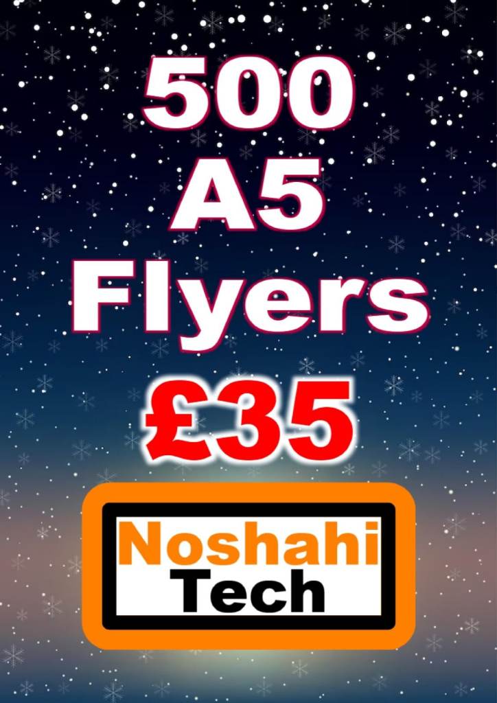 print 500 A5 flyers full color  free design single sided