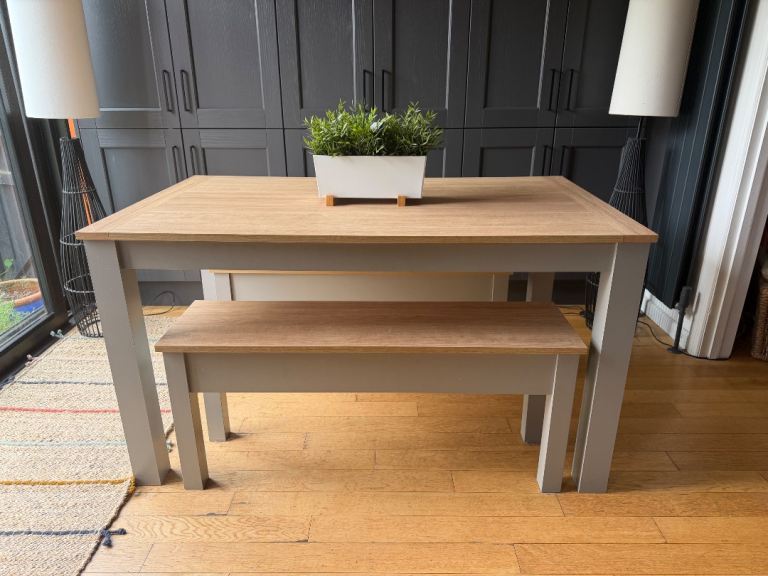 Dining Table  Grey and Wood Finish