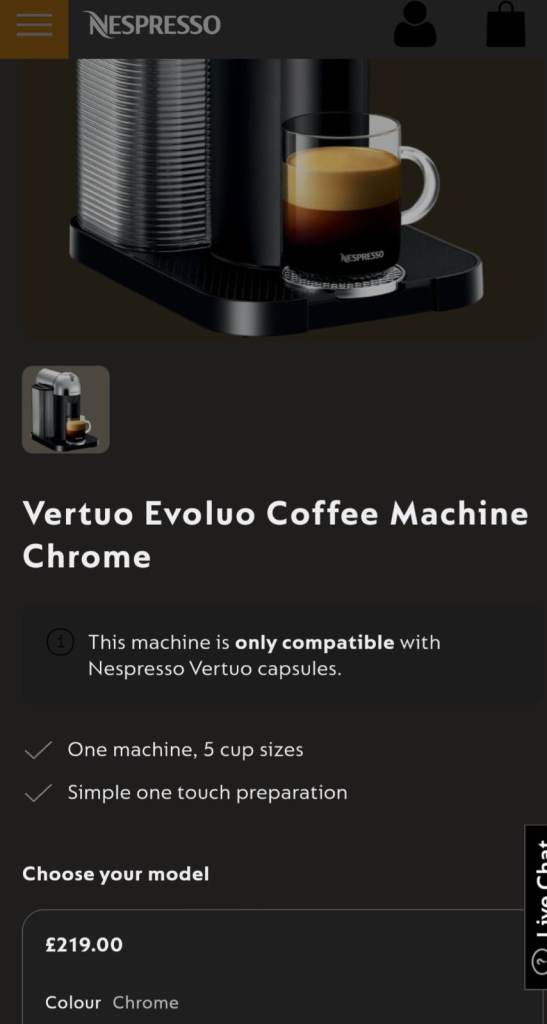 Nespresso coffee machine chrome £219 hardly used collect Chingford E4 or pay postage