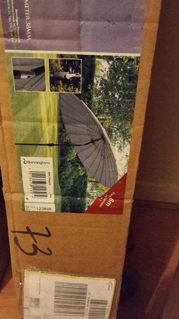 Kingfisher Premium Garden Parasol 2.7m - Grey, Brand New in Box