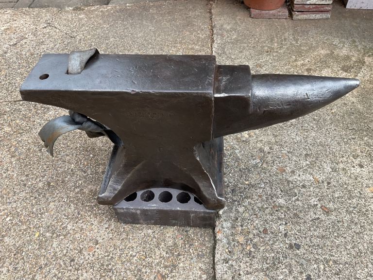 LARGE VINTAGE BLACKSMITHS ANVIL, BY I. NASH & SONS, DATED 1917, 22” LONG x 4 1/2”, weight 137lbs