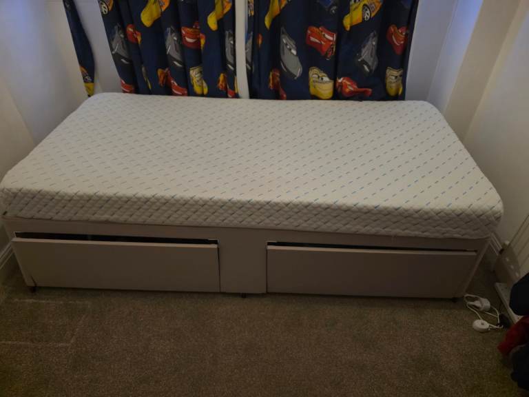Single Bed with Storage Drawers and Mattress