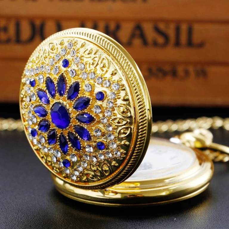 Vintage Quartz Pocket Watch Necklace Elegant Pendant Fob Watch Jewelry for Women & Men, Retro Gift