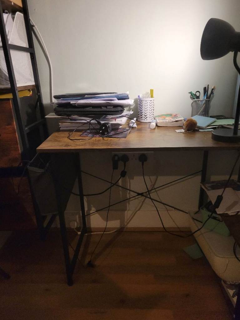 Corner home desk and bookshelf 