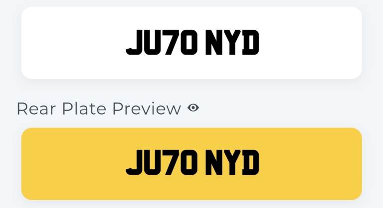 Private number plate Junayd Junade Junaid (JU70 NYD) muslim asian name