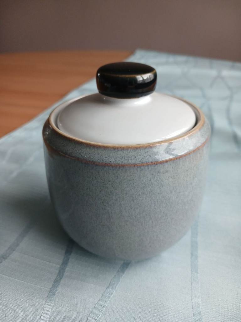 Denby Jet Grey Sugar Bowl with Lid