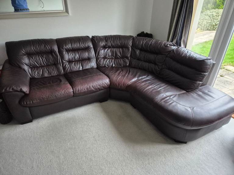L shaped brown sofa