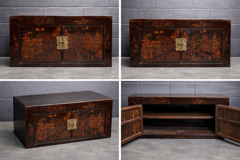 🏮 Antique Oriental Lacquer Cabinet – Hand-Painted – Imported from Thailand 🏮