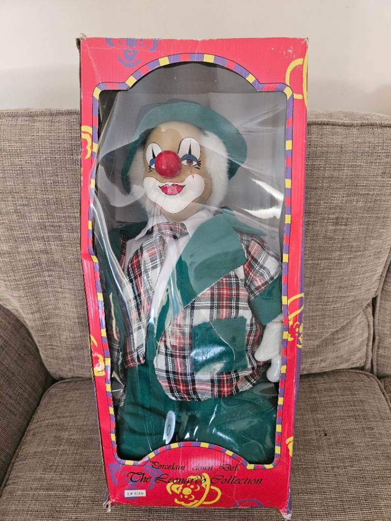 Vintage Porcelain Clown Doll "The Leonardo Collection" (Unused In Original Box)