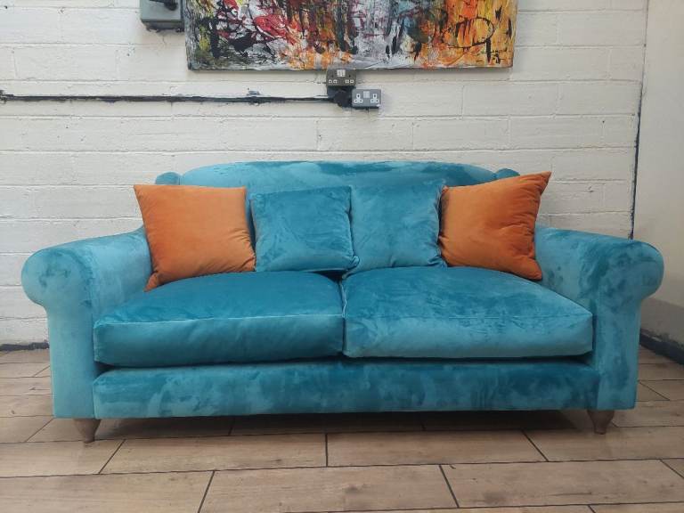 Loaf Freddie medium sofa in Torquoise blue velvet RRP £2000