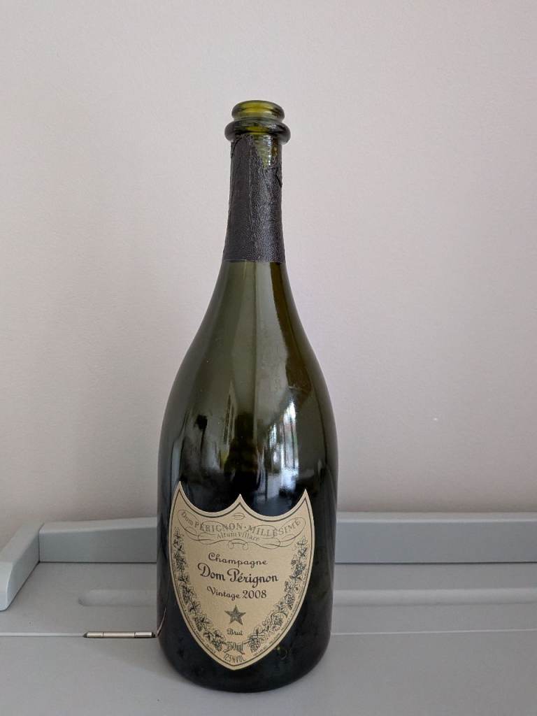 Empty bottle of Dom Perignon Vintage 2008