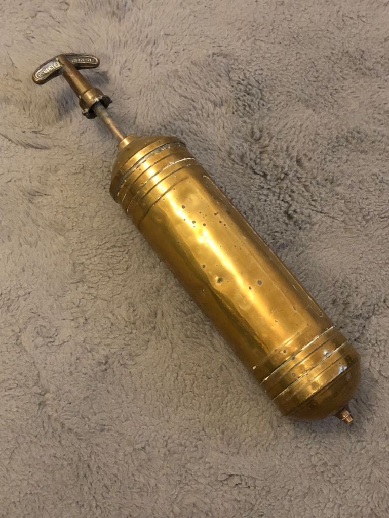 Pyrene Fire Extinguisher Brass Vintage Mid Century 