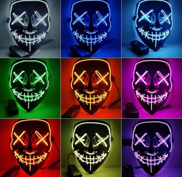 LED Purge Mask & Money Heise Jumpsuit Costume Set – New