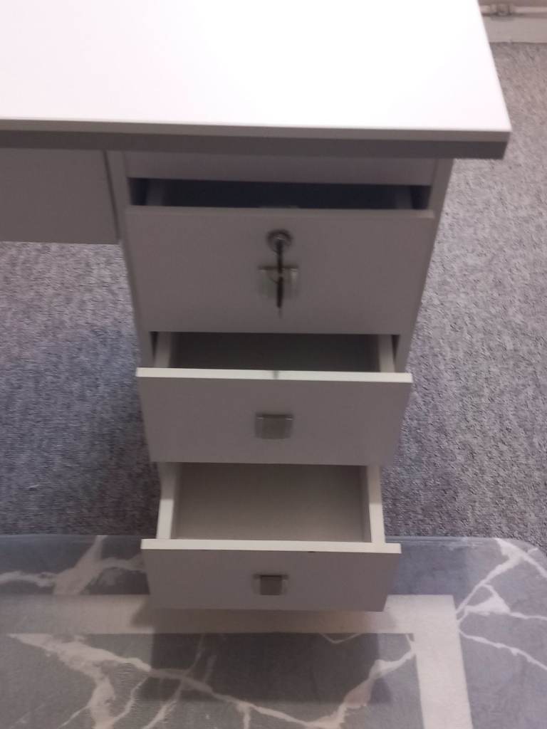 Sturdy Grey Office Desk with Storage