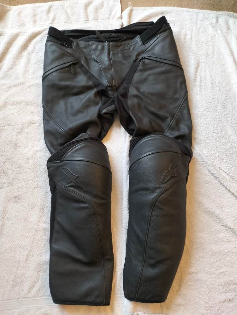 Alpinestars Jagg Mens Leather Motorcycle Trousers EU 52 UK 34" Waist Reg Leg
