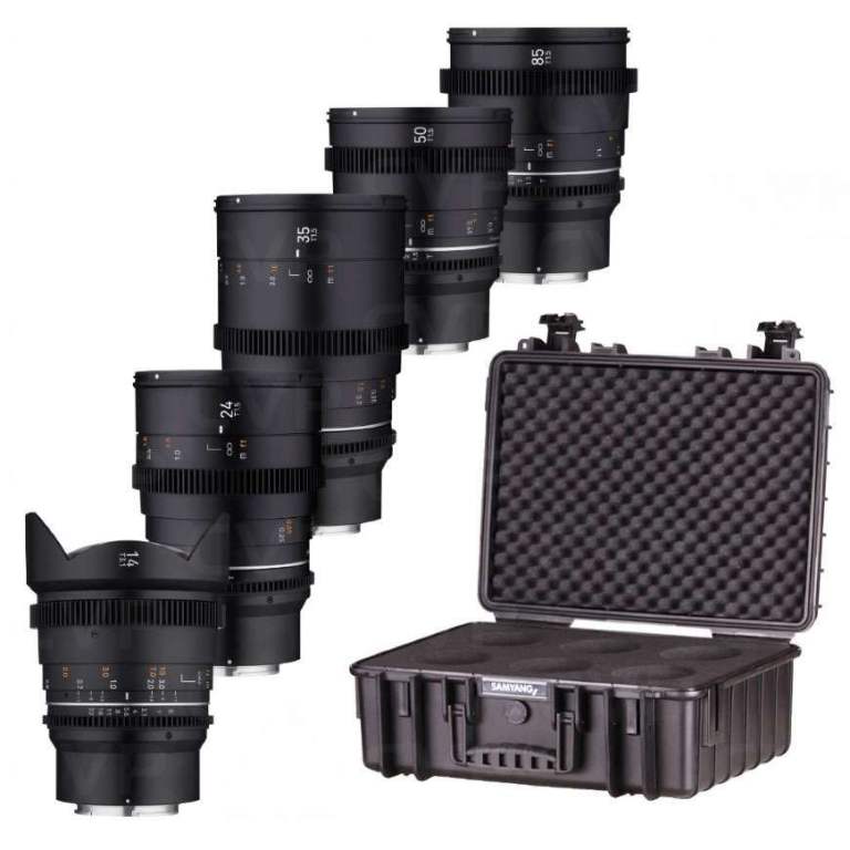SAMYANG VDSLR Mk2 5-Lens Kit with 14, 24, 35, 50 and 85mm Professional Video Lenses for Sony FE