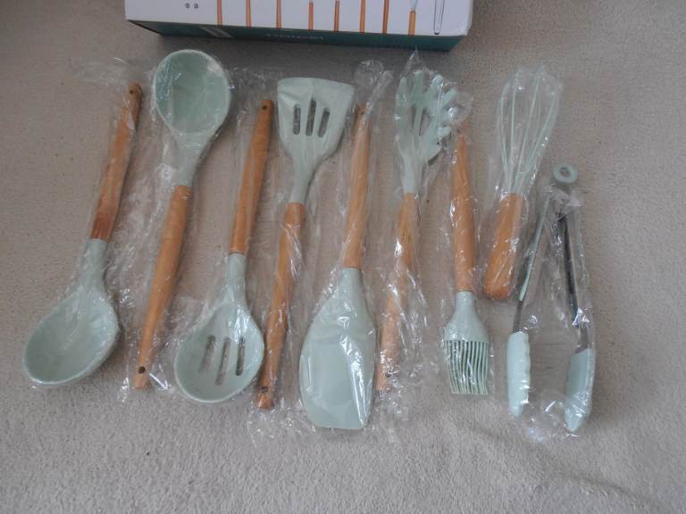 Silicone Kitchen Utensiles,  9 Piece Set,  Boxed.