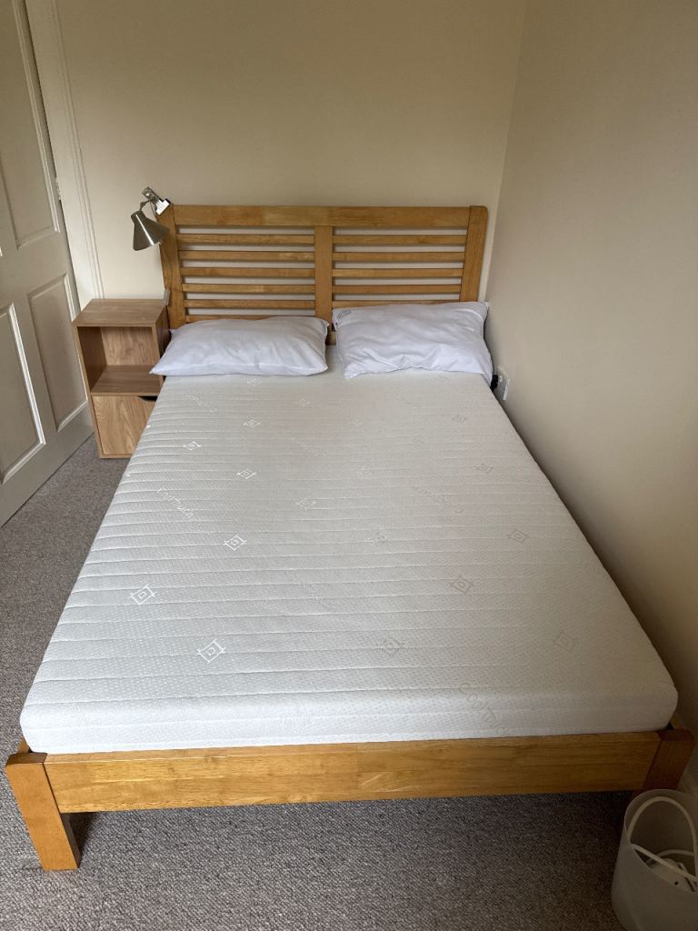Wooden Double Bed Frame with Mattress