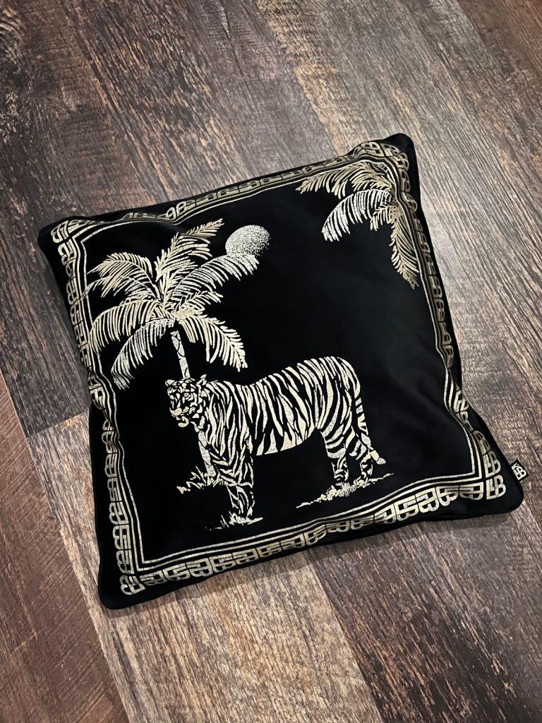 Black + Gold Velvet Cushion