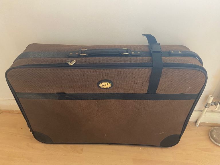 Large Brown Fabric Suitcase – Good Condition FREE