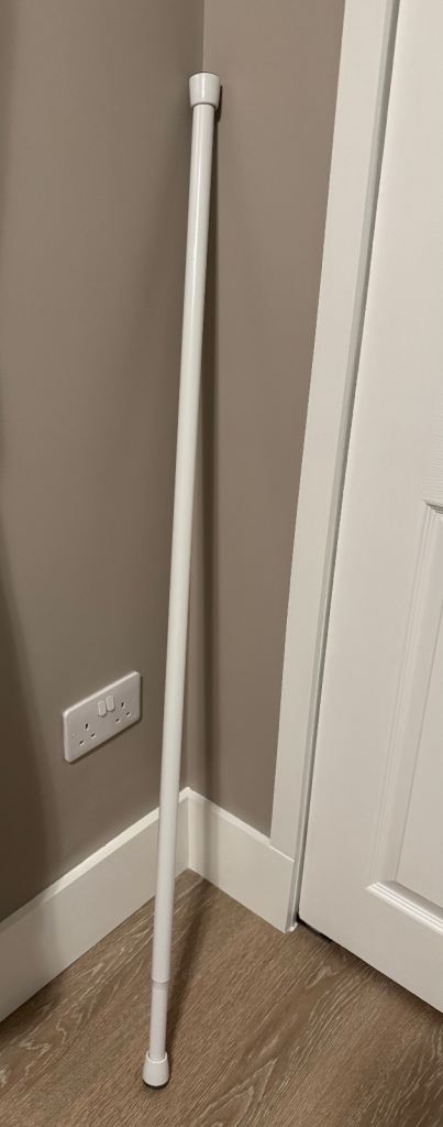 White telescopic tension shower curtain pole for bathroom & shower (extends from 127 - 221cm)