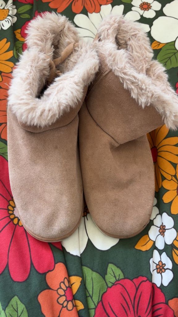 River Island Suede Faux Fur Lined Boots - Brown, Good Condition