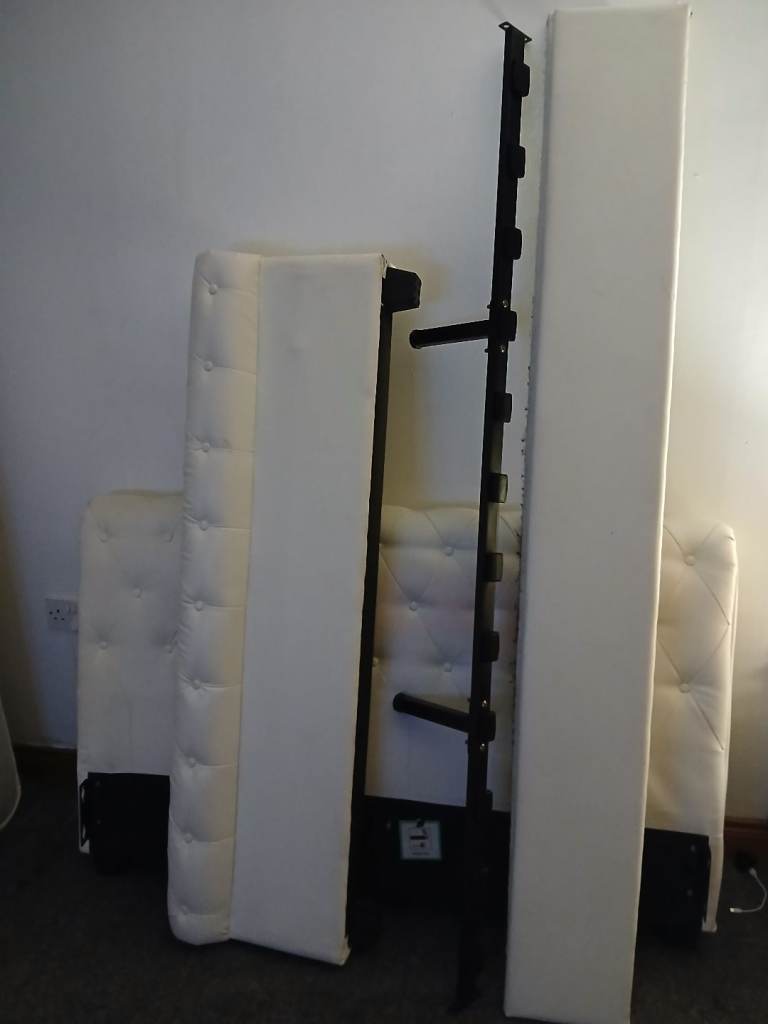 Cream faux leather double bed