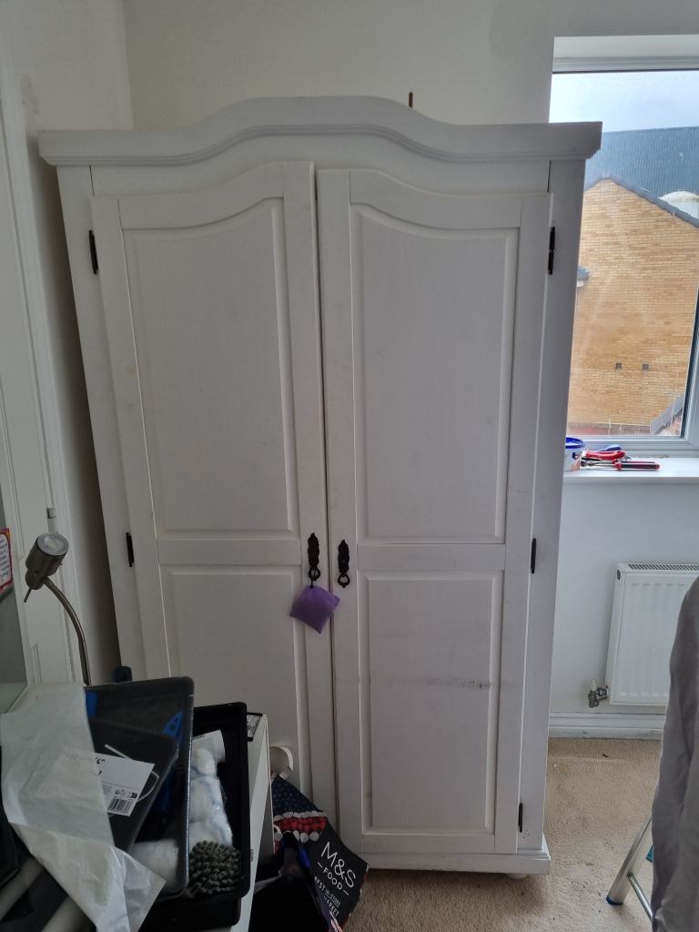 White Wooden Double Wardrobe