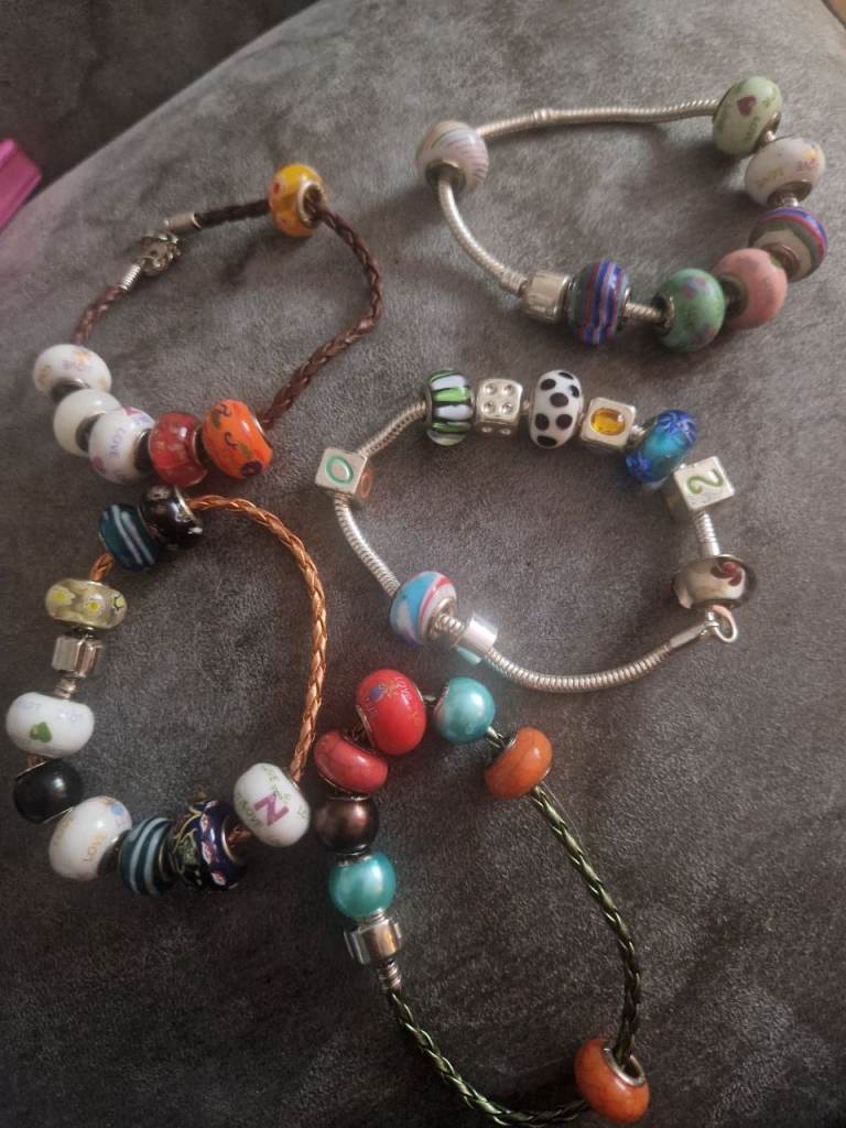 Beaded Charm Bracelets - Multicoloured, Good Condition