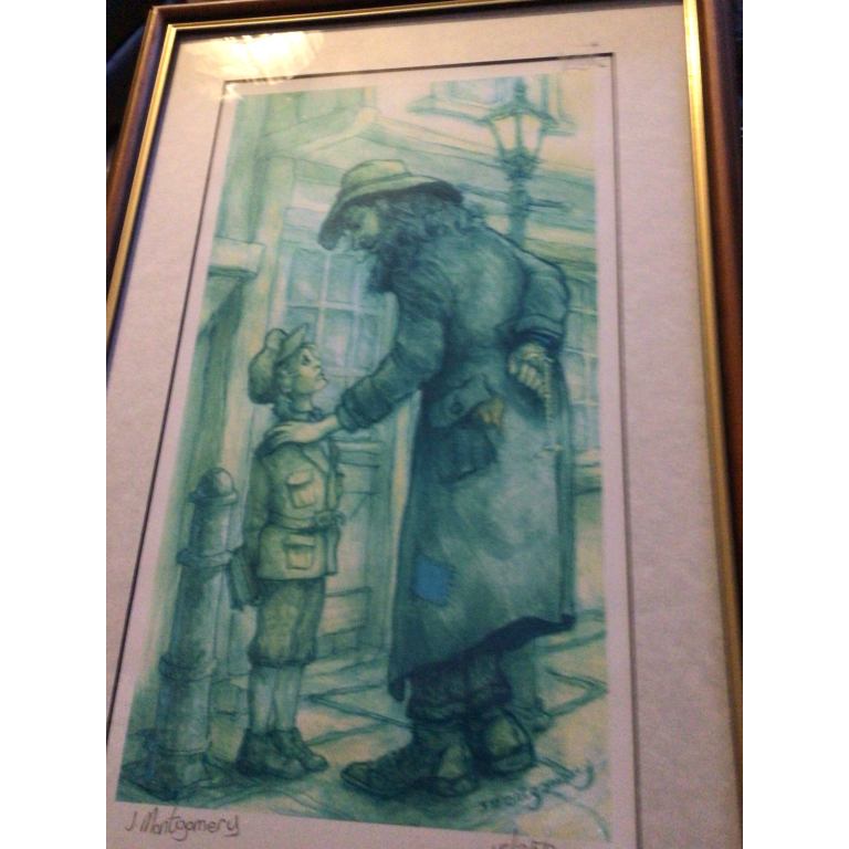 Oliver Twist Fagin and Oliver print framed limited edition signed 
