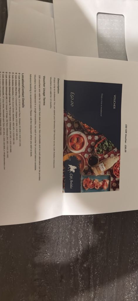 Cafe Andaluz vouchers worth £100 