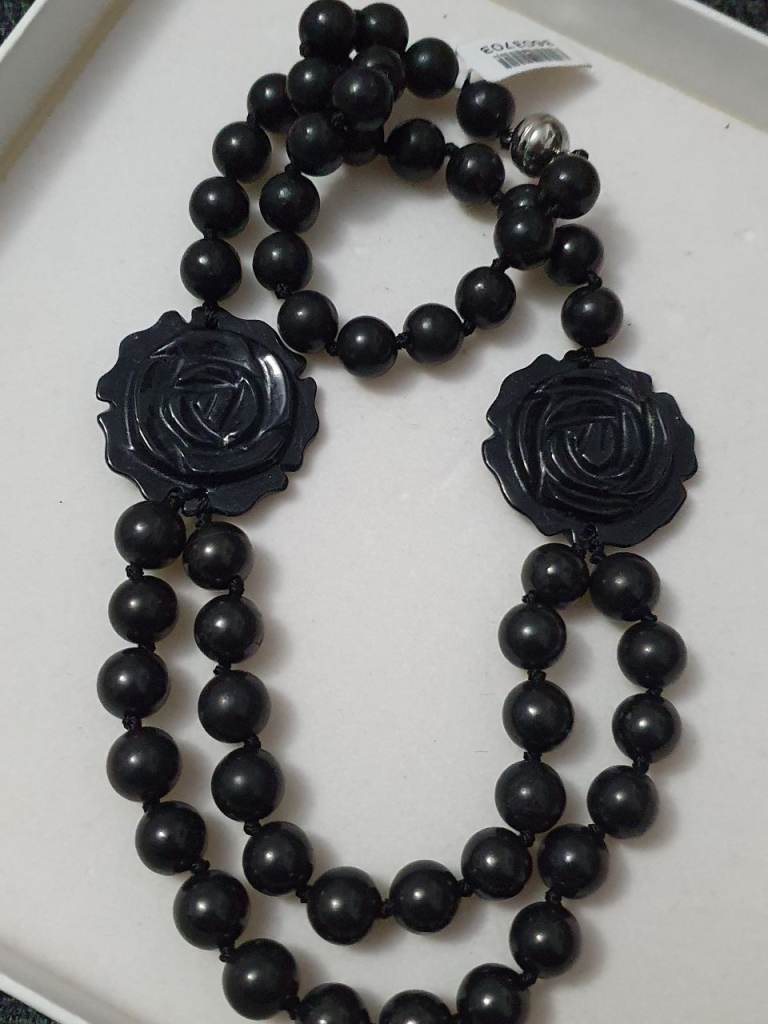 20inch Black Jade And Shungite Beaded Necklaces Sikver 925 Magnet  New