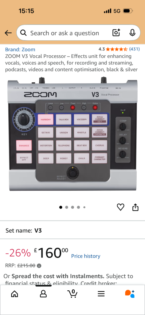 ZOOM V3 Vocal Processor - Effects unit for enhancing vocals, voices and speech, for recording