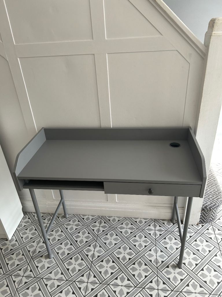 Grey Ikea Wooden Desk with sliding Drawer – Good Condition