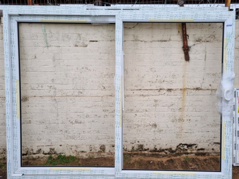 New White UPVC Sliding French Patio Double Door 2660mm W x 2005mm H